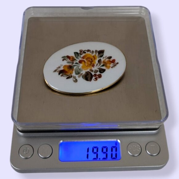 Vintage Floral Painted Porcelain Brooch - Picture 6 of 6